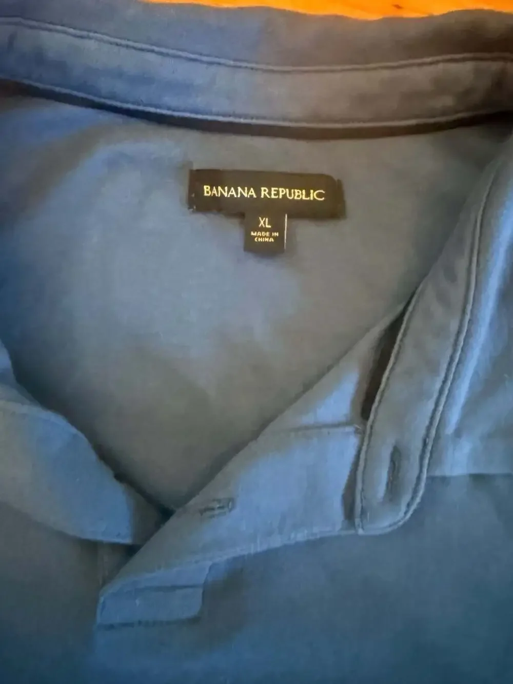 Banana Republic Men's Blue Short Sleeve Polo Shirt with Embroidered Logo